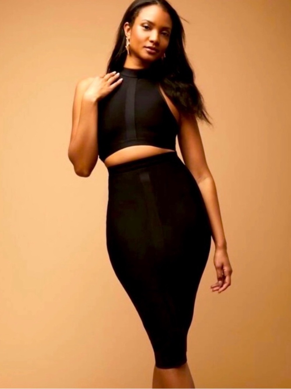 Herve Leger x Forever 21 Black Cutout Bandage Bodycon Midi Dress Small Cocktail